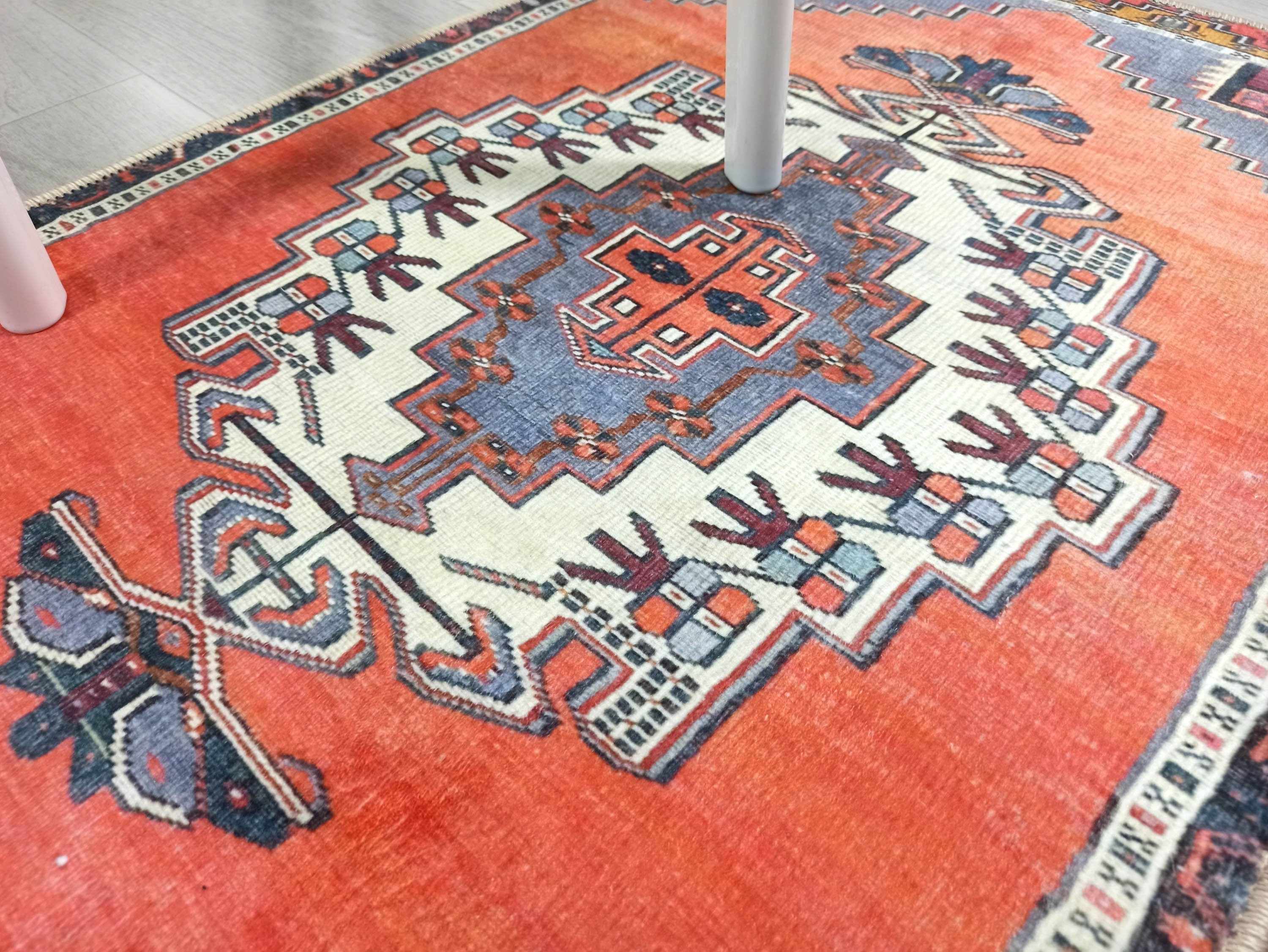 2x3 Orange Turkish sale Oushak Doormat, Small Vintage Handmade Rug, Unique Floral Bath Mat, Ethnic Patterned Front Entry Rug, Antique Wool Rug