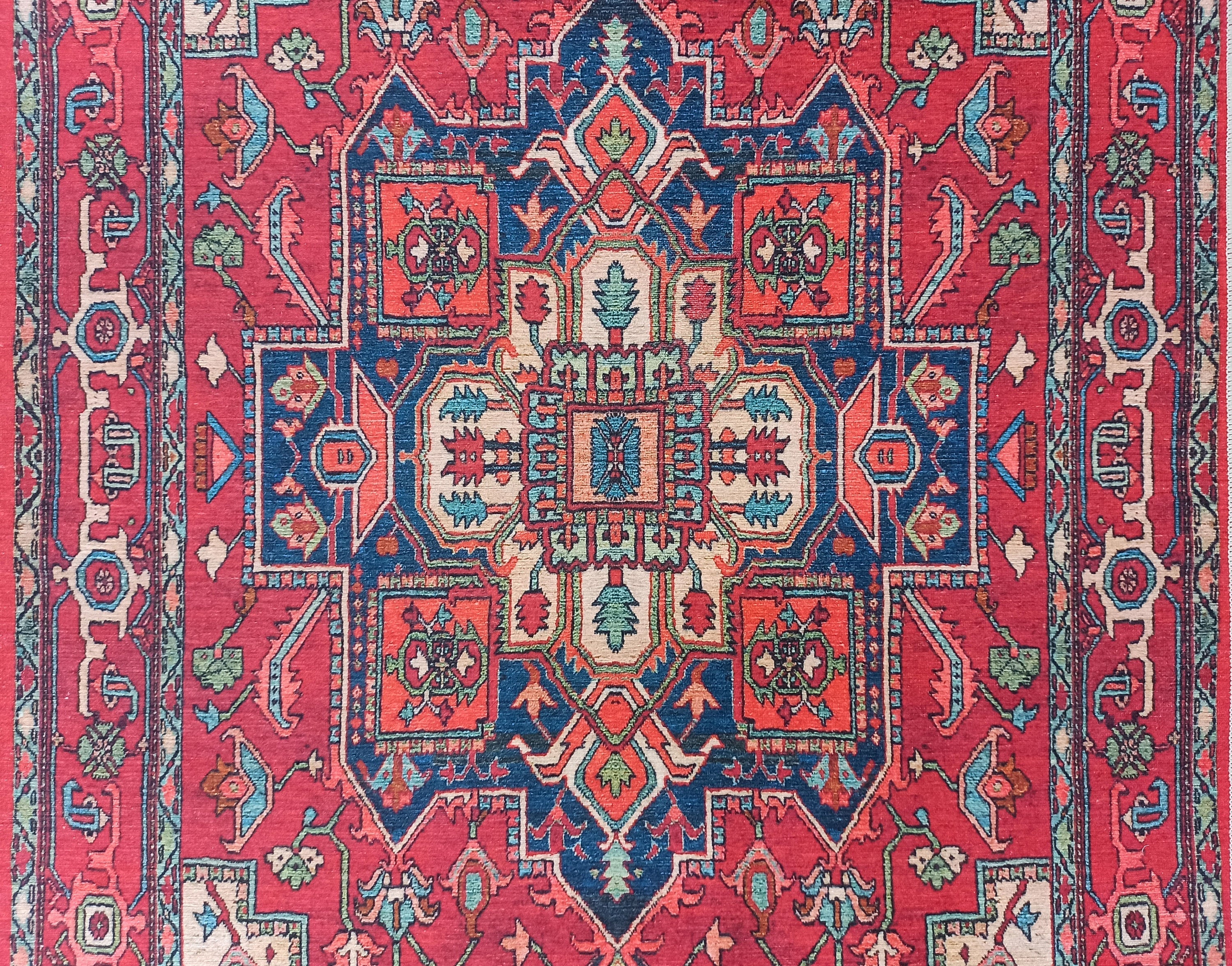 ALin Rug Red Vintage Geometric Faded Rug-Rugs-Fame Rugs-2'x3' ft 60x90 cm-fame