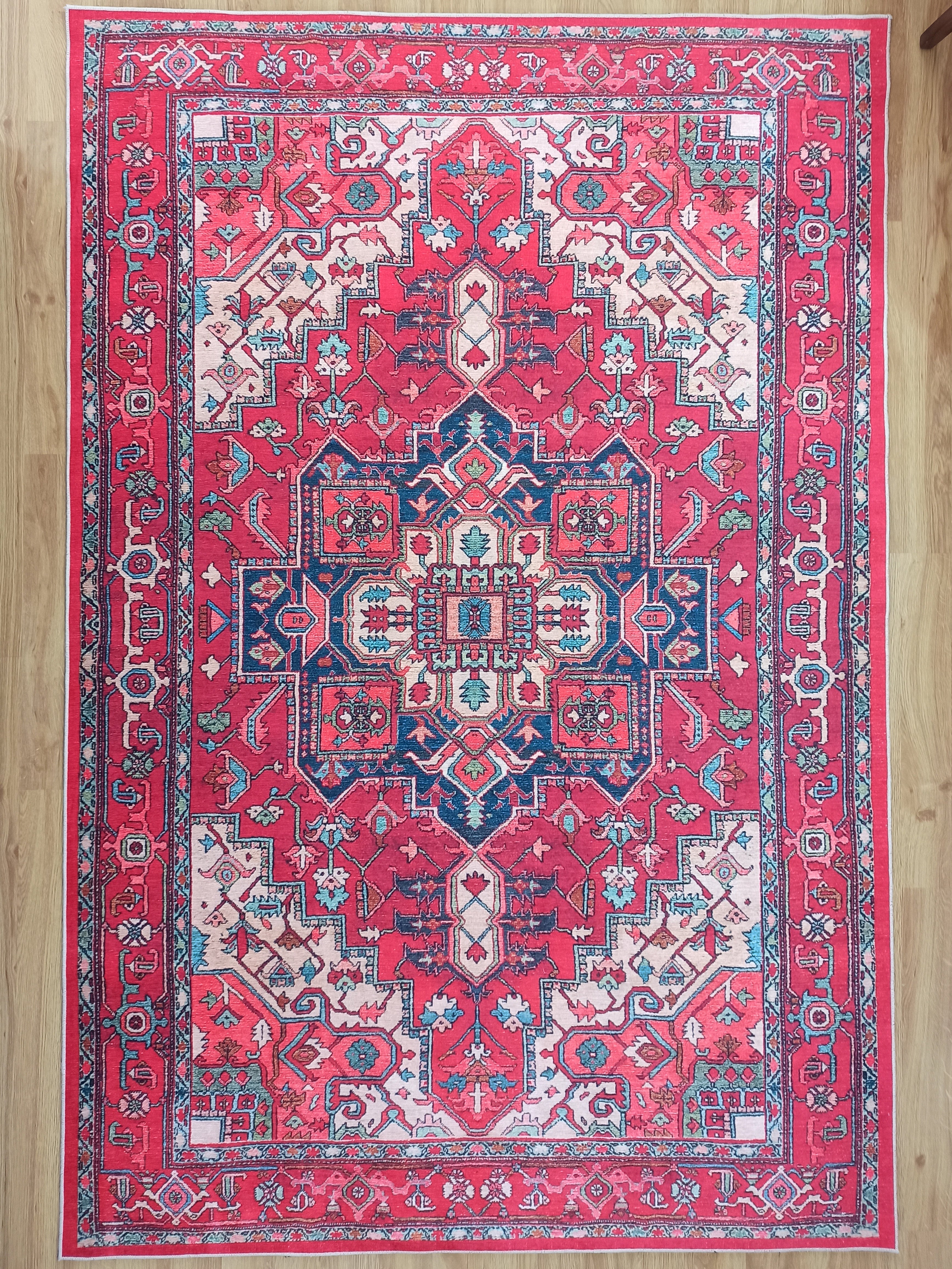 ALin Rug Red Vintage Geometric Faded Rug-Rugs-Fame Rugs-2'x3' ft 60x90 cm-fame