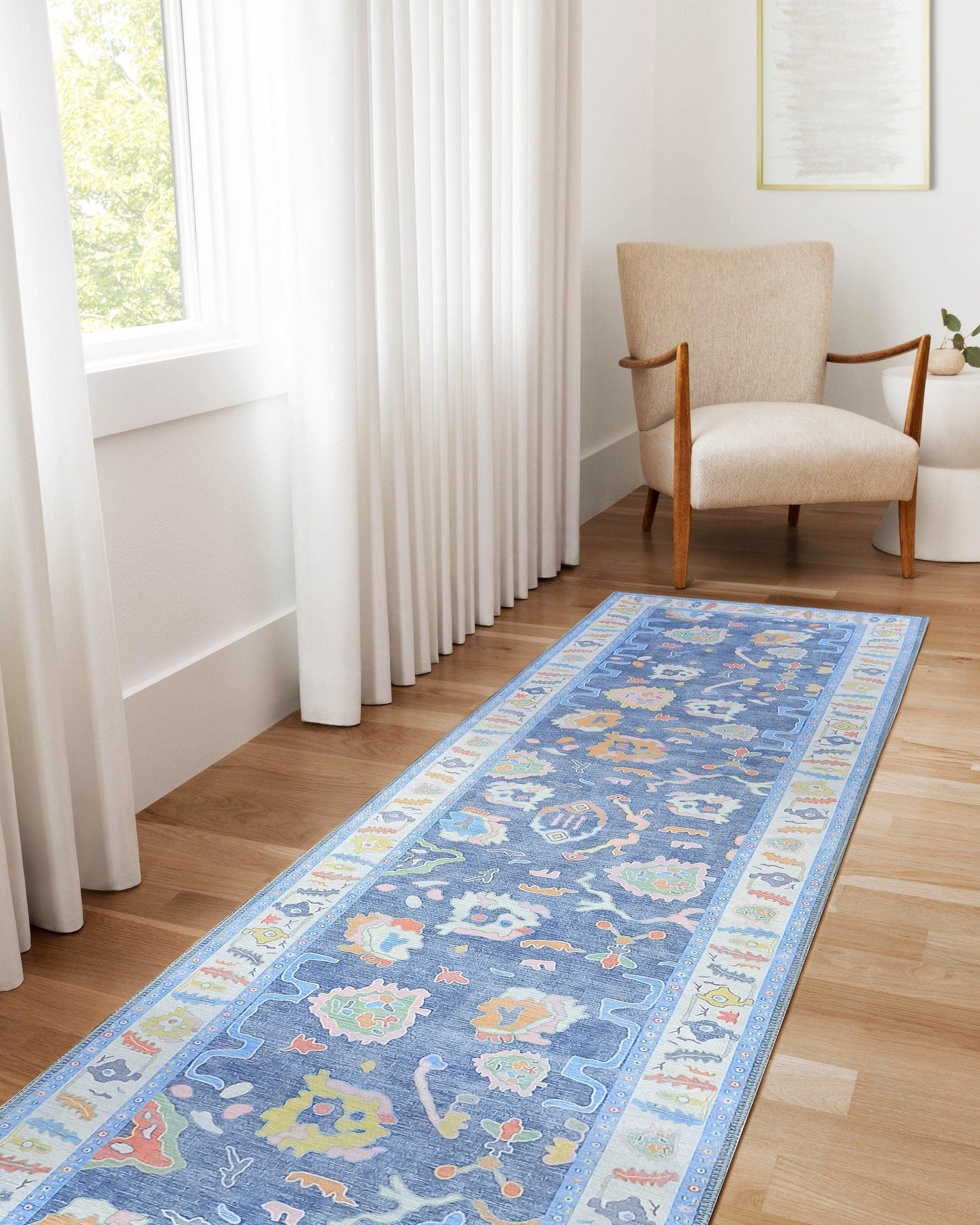 Adeline Pastel Blue Modern Oushak Rug-famerugs-2&#39;x3&#39; ft 60x90cm-fame