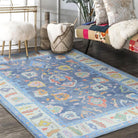 Adeline Pastel Blue Modern Oushak Rug-famerugs-2&#39;x3&#39; ft 60x90cm-fame