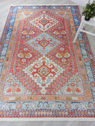 Adia Rug Turkish Red Orange Blue Rug-Rugs-Fame Rugs-2'x3'ft 60x90cm-fame