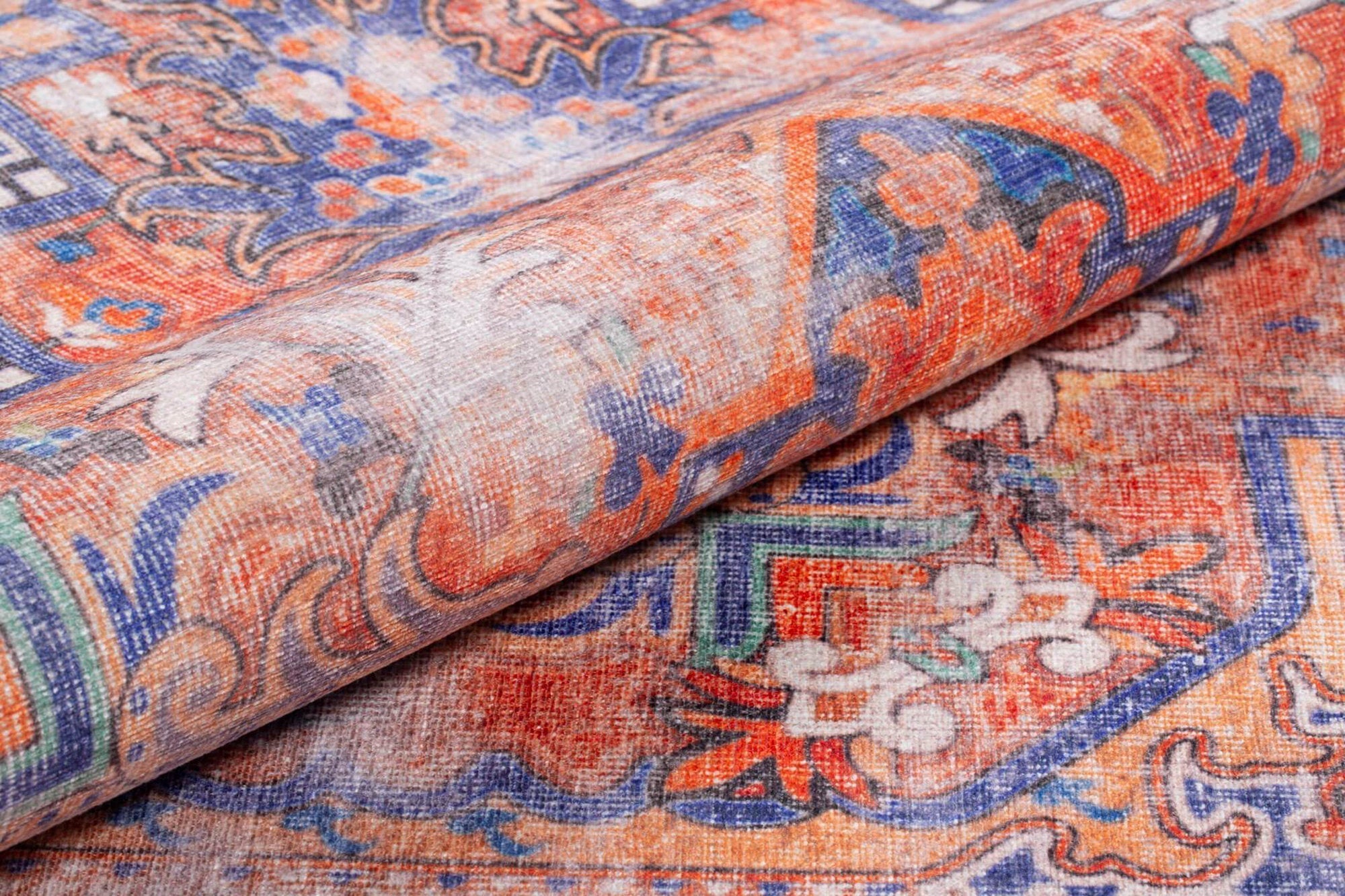 Afra Oriental Orange and Blue Faded rug-Rugs-Fame Rugs-2'x3' ft 60x90 cm-fame