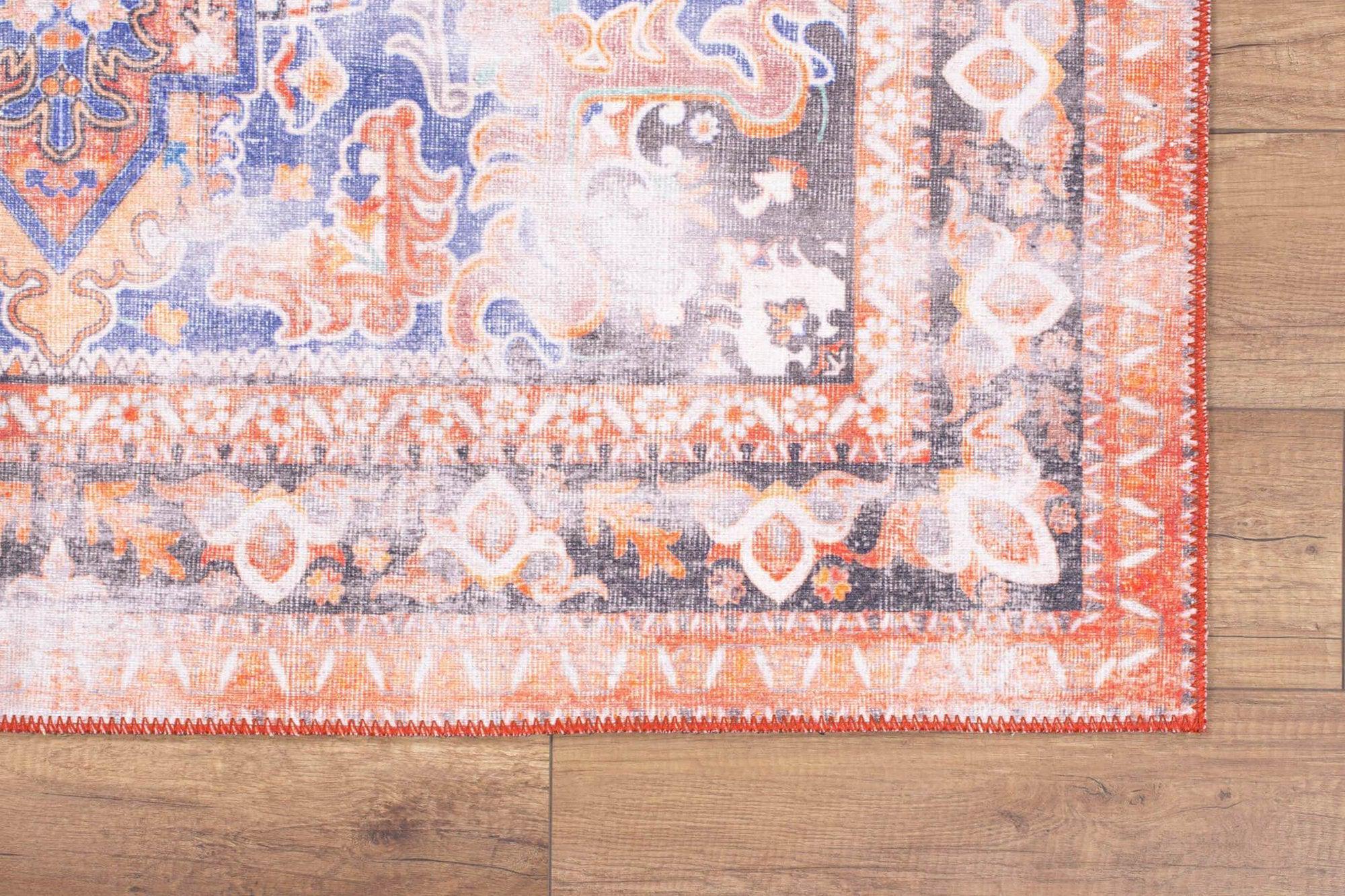 Afra Oriental Orange and Blue Faded rug-Rugs-Fame Rugs-2'x3' ft 60x90 cm-fame