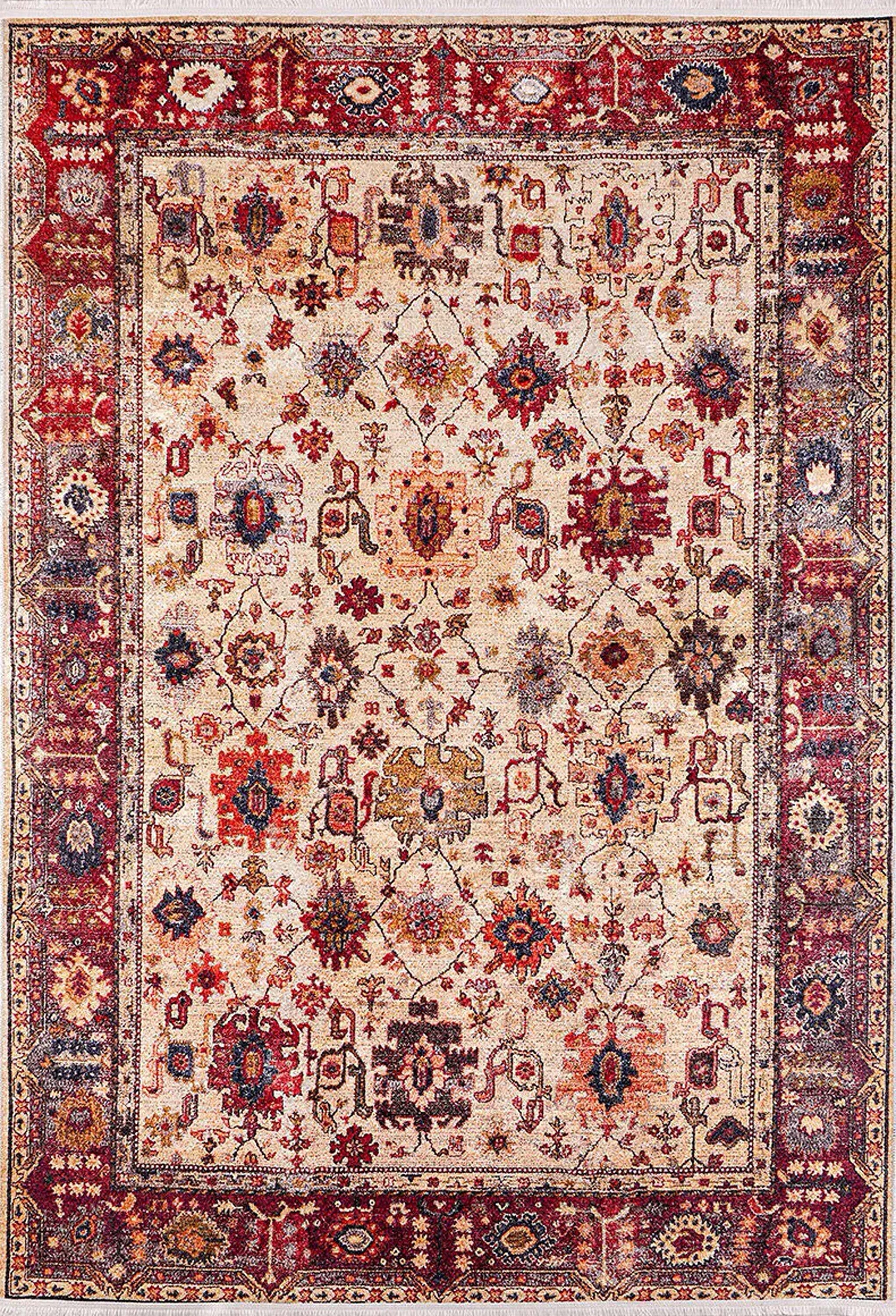 Afra Turkish Oushak Red Beige Rug-Fame Rugs-2'x3'ft 60x90cm-fame