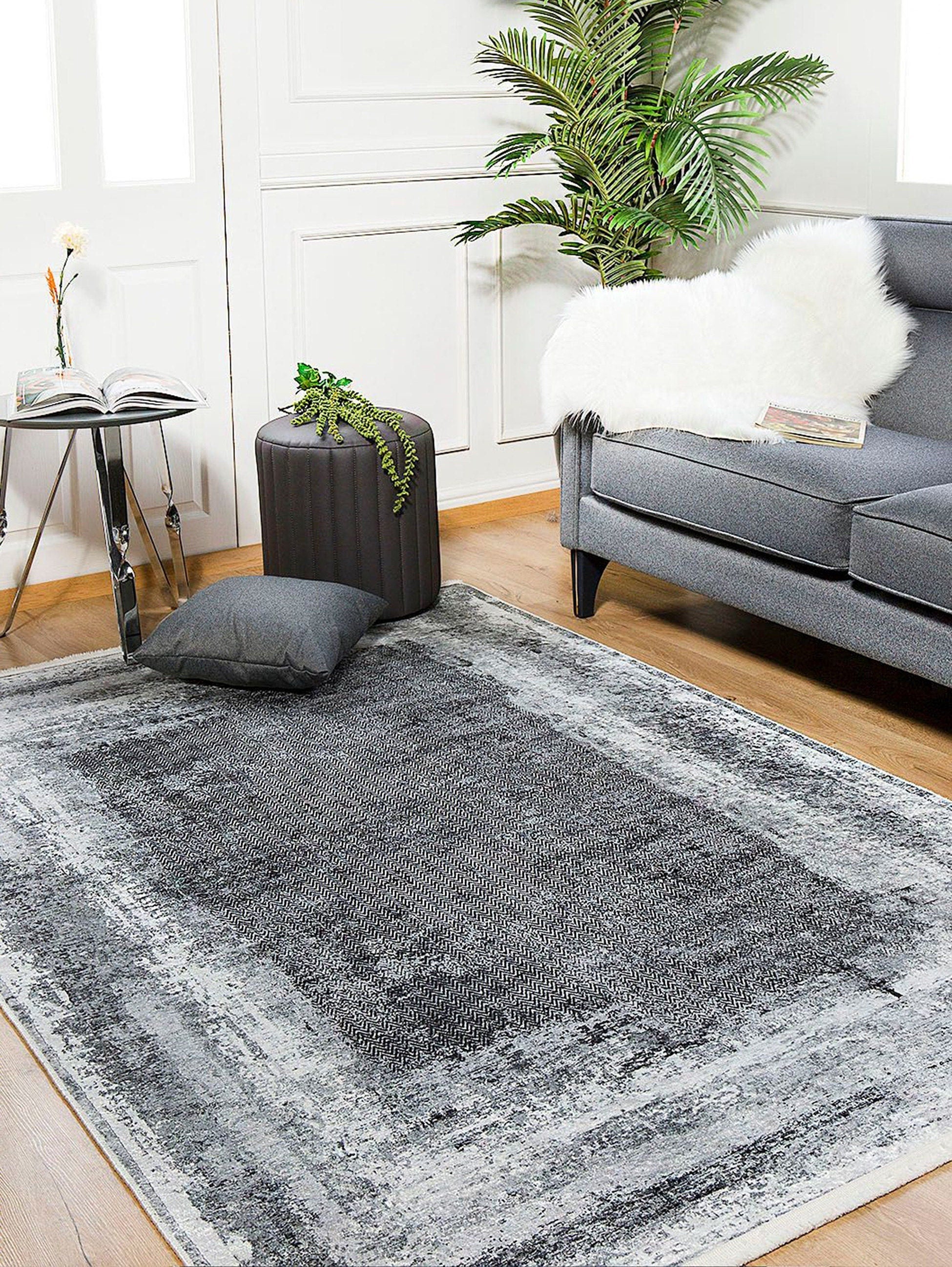 Alae Abstract Distressed Neutral Gray Rug-Fame Rugs-2'x3'ft 60x90cm-fame