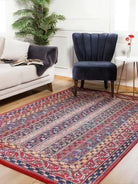 Alaska Red Turkish Kilim Striped Rug-Fame Rugs-2'x3'ft 60x90cm-fame