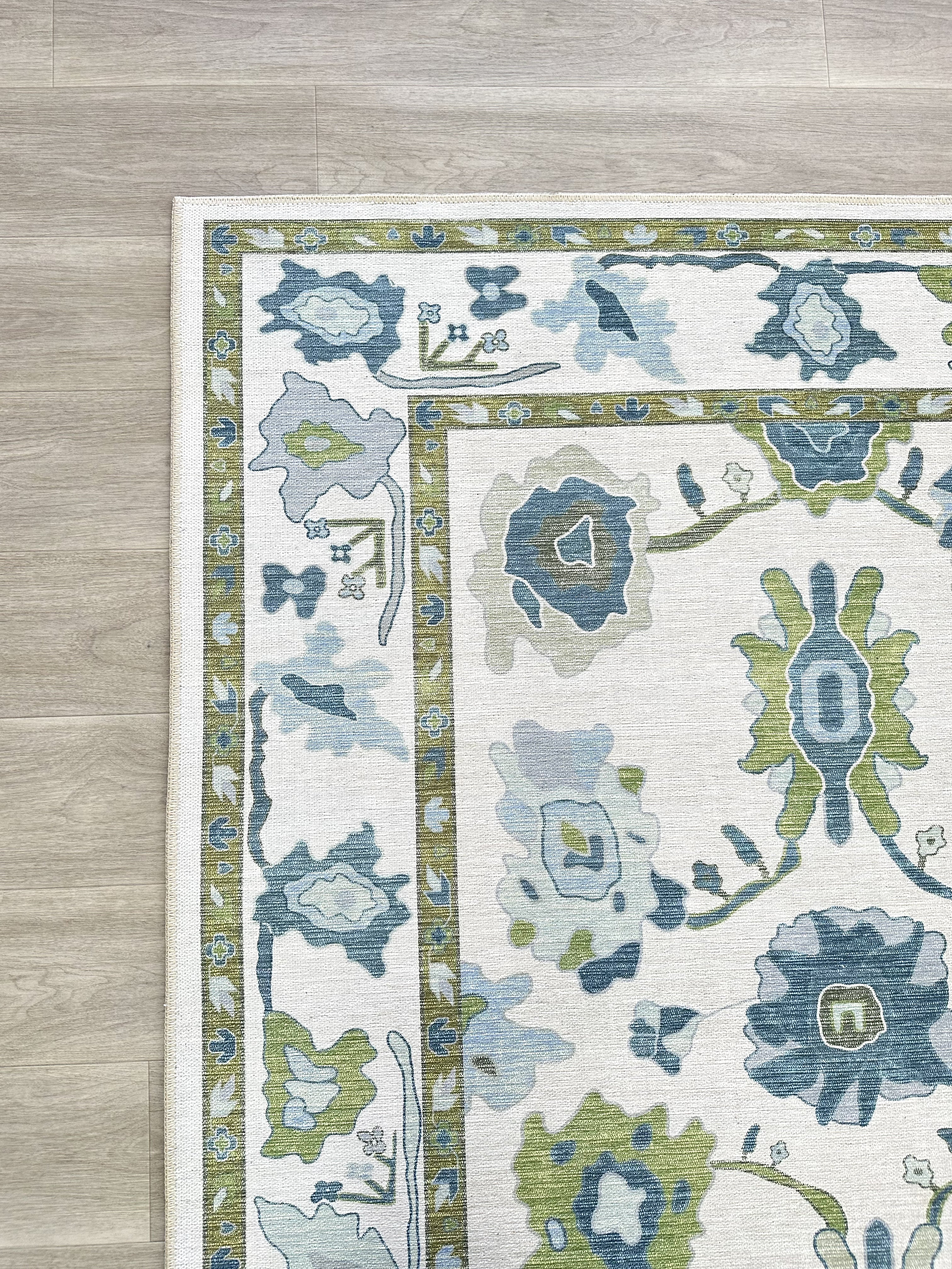 Alienore Green Blue Modern Oushak Rug-Oushak Rug-famerugs-2'x3' ft 60x90cm-fame