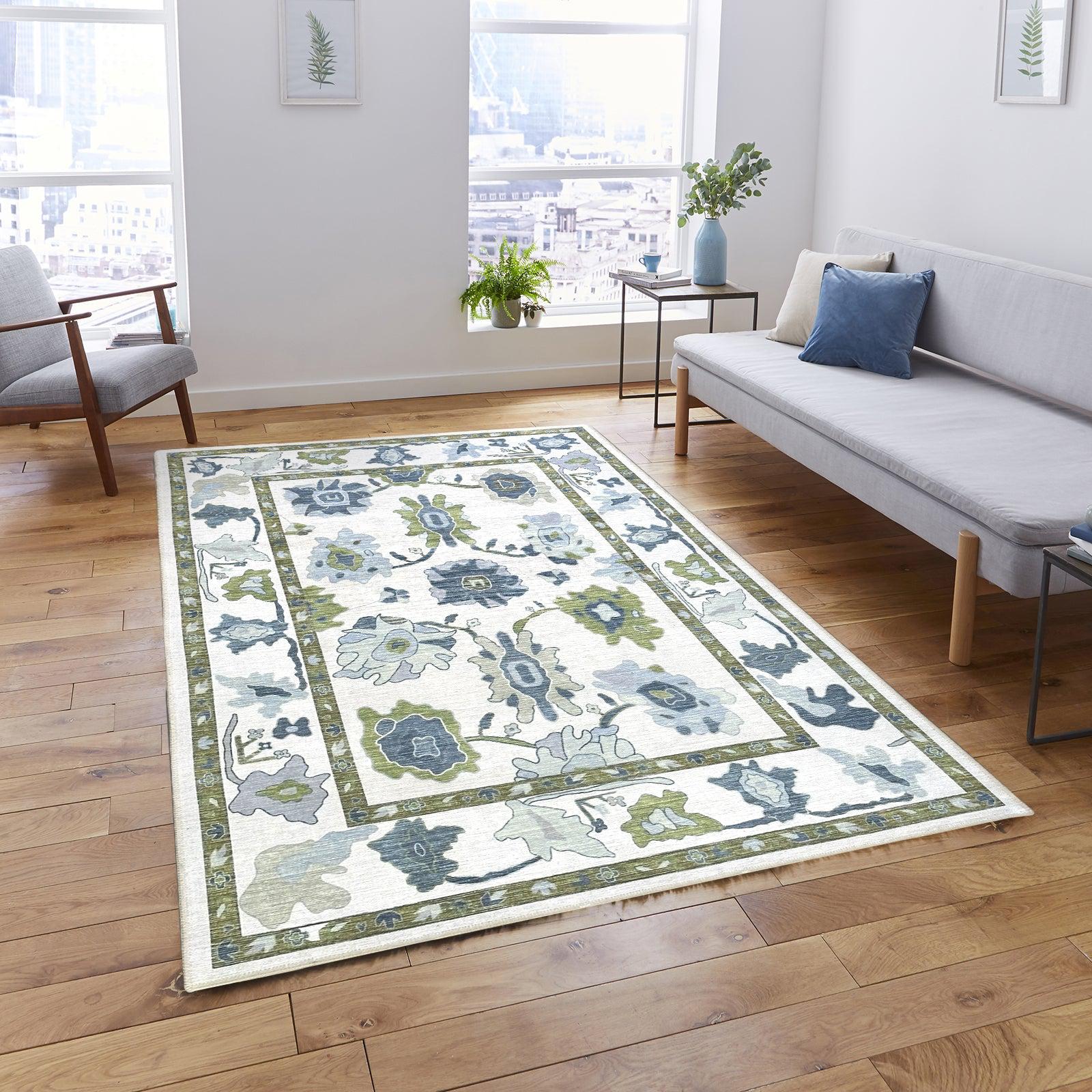 Alienore Green Blue Modern Oushak Rug-Oushak Rug-famerugs-2'x3' ft 60x90cm-fame