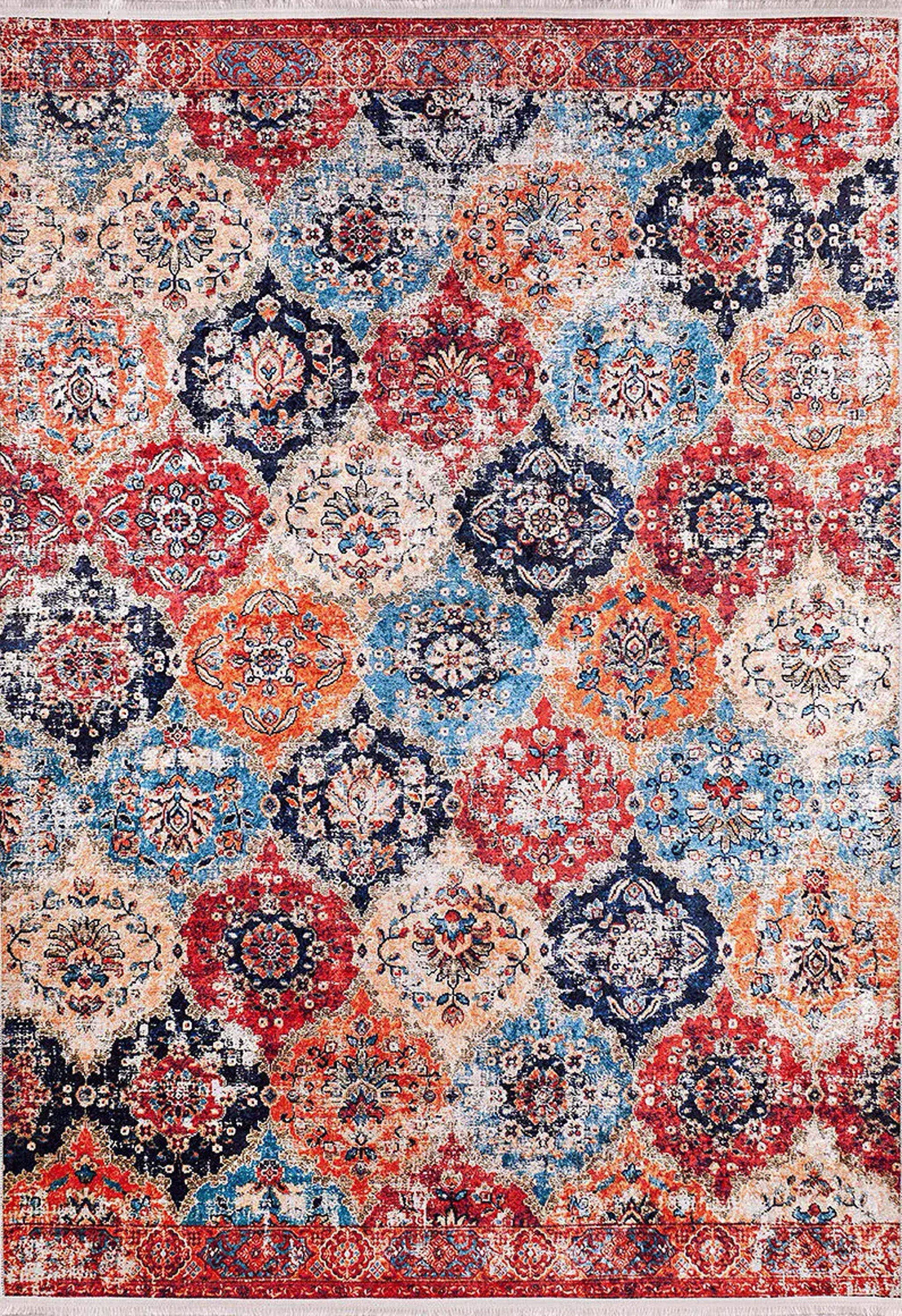 Aman Turkish Multi Color Rug-Fame Rugs-2'x3'ft 60x90cm-fame