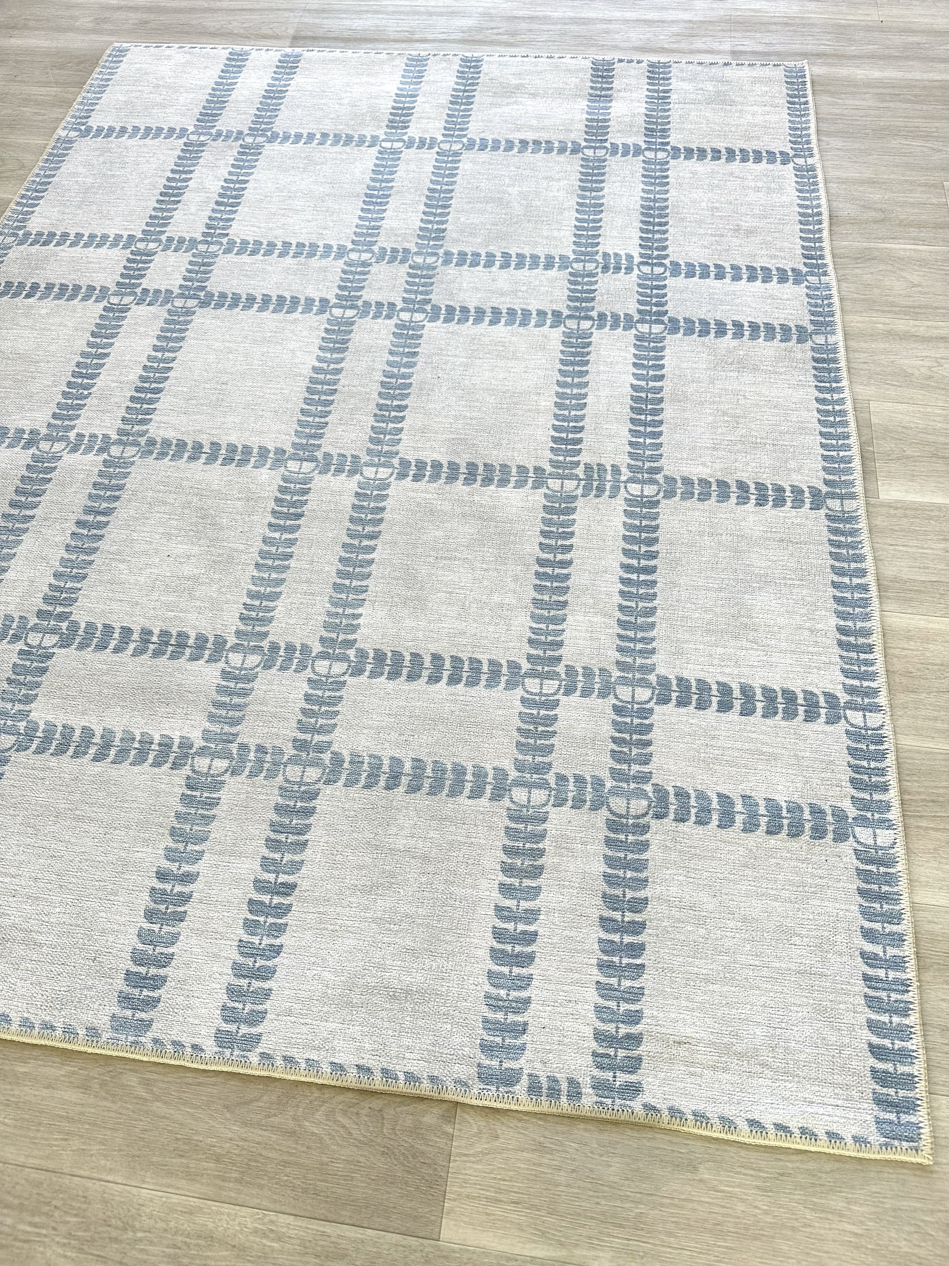 Amani Cream Blue Oushak Rug-Area Rugs-famerugs-2'x3' ft 60x90 cm-fame