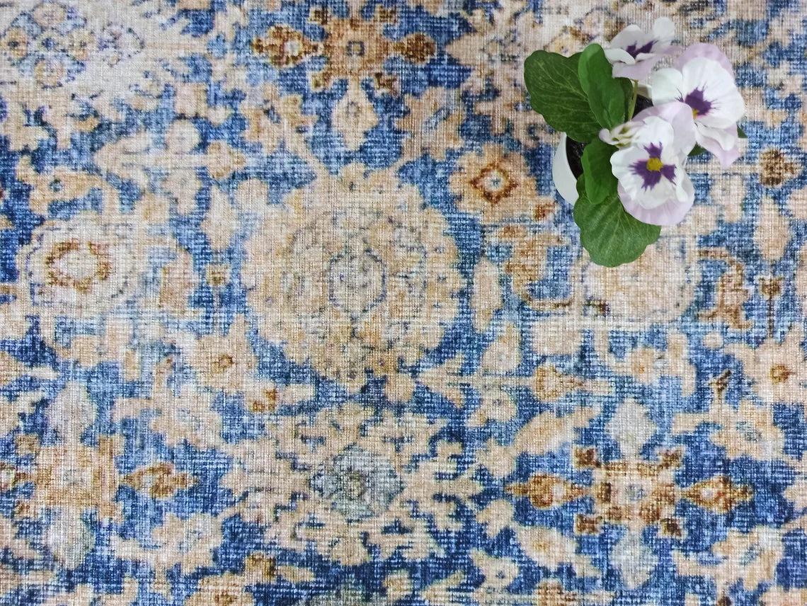 Anya Rug Turkish Neutral Beige Blue Oushak Rug-Rugs-Fame Rugs-2'x3' ft 60x90 cm-fame