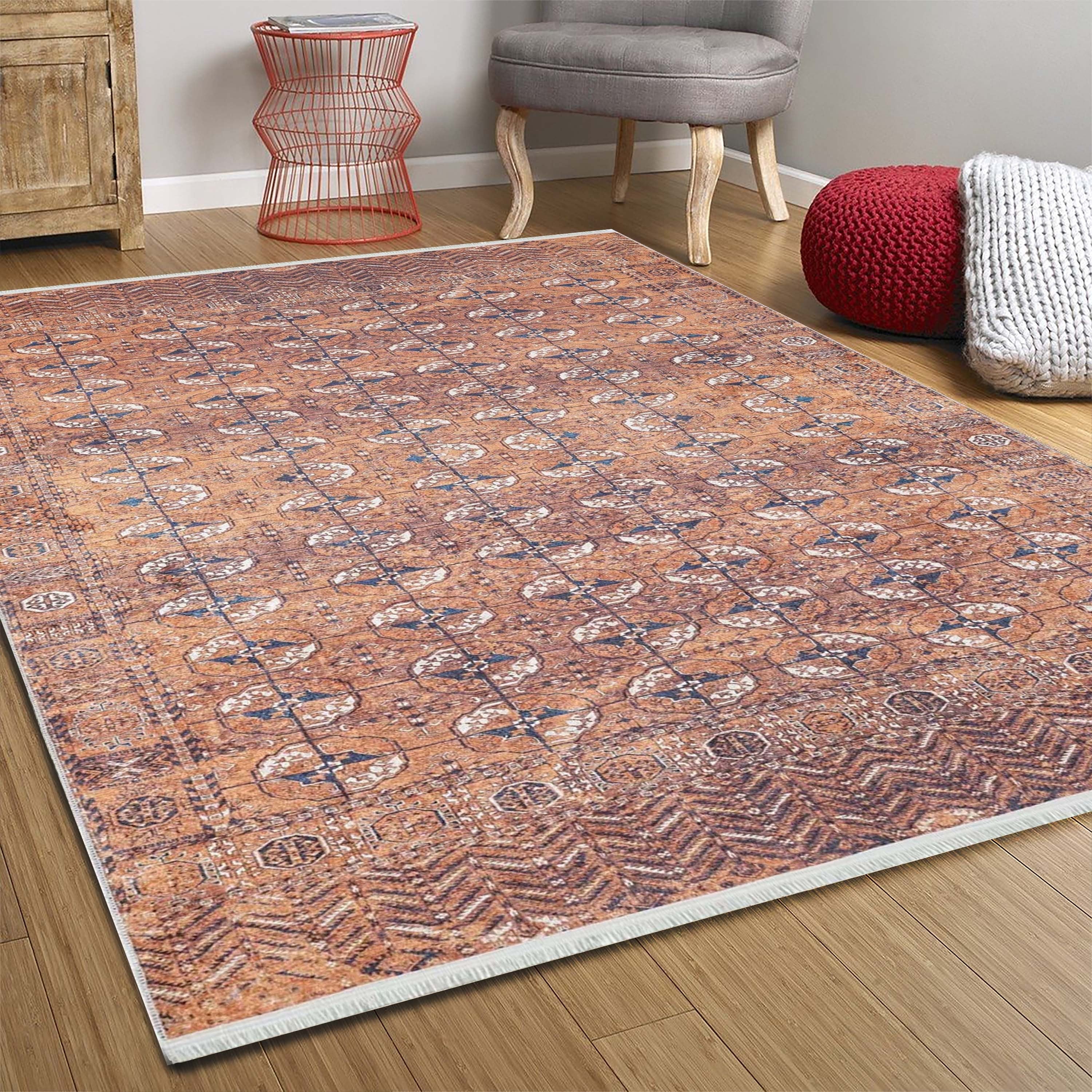 Arda Turkish Kilim Orange & Silver Rug-Fame Rugs-2'x3'ft 60x90cm-White-fame