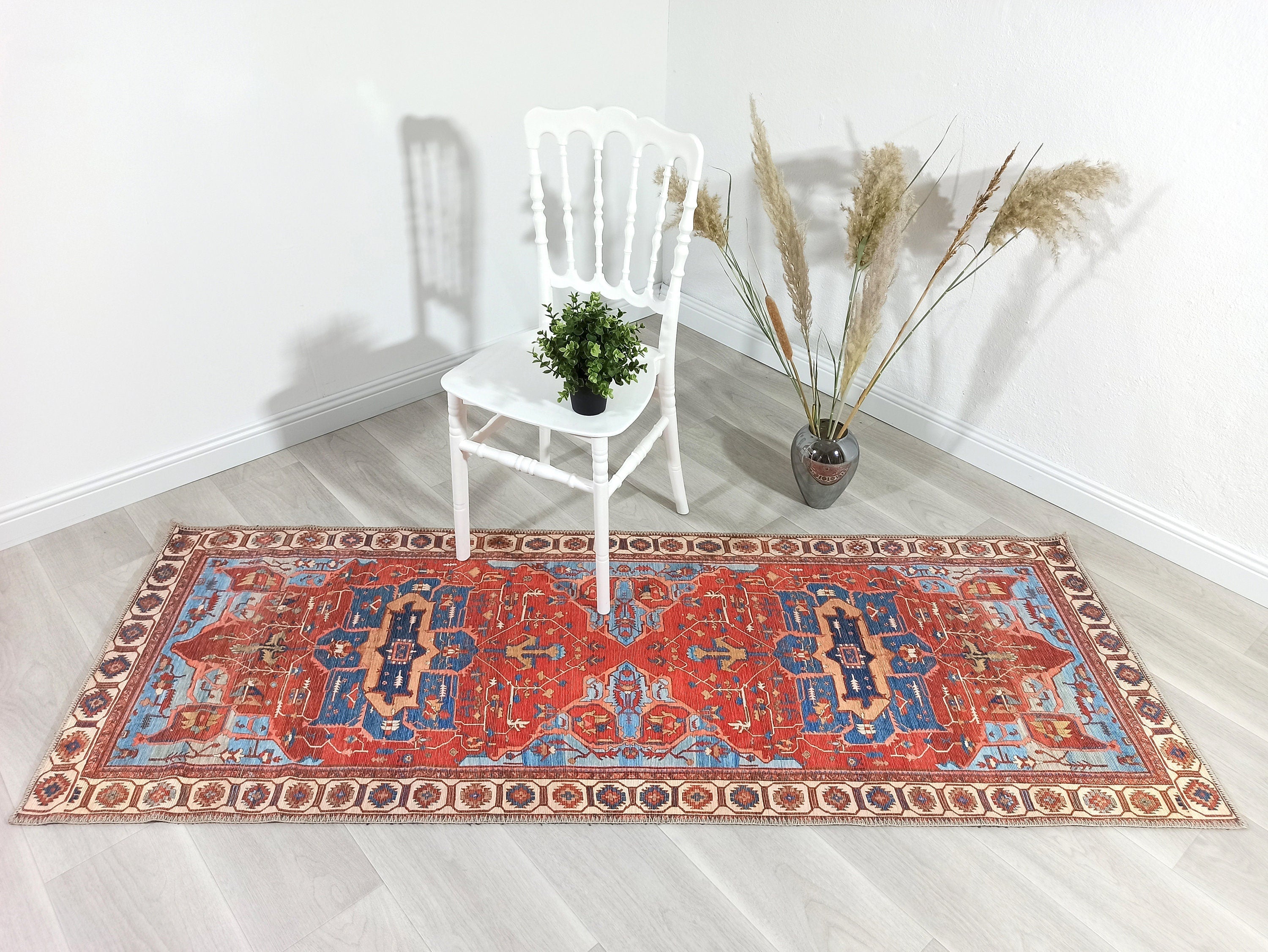 Ari Rug Antique Oriental Turkish Red & Blue Rug-Rugs-Fame Rugs-2'x3' ft 60x90 cm-fame