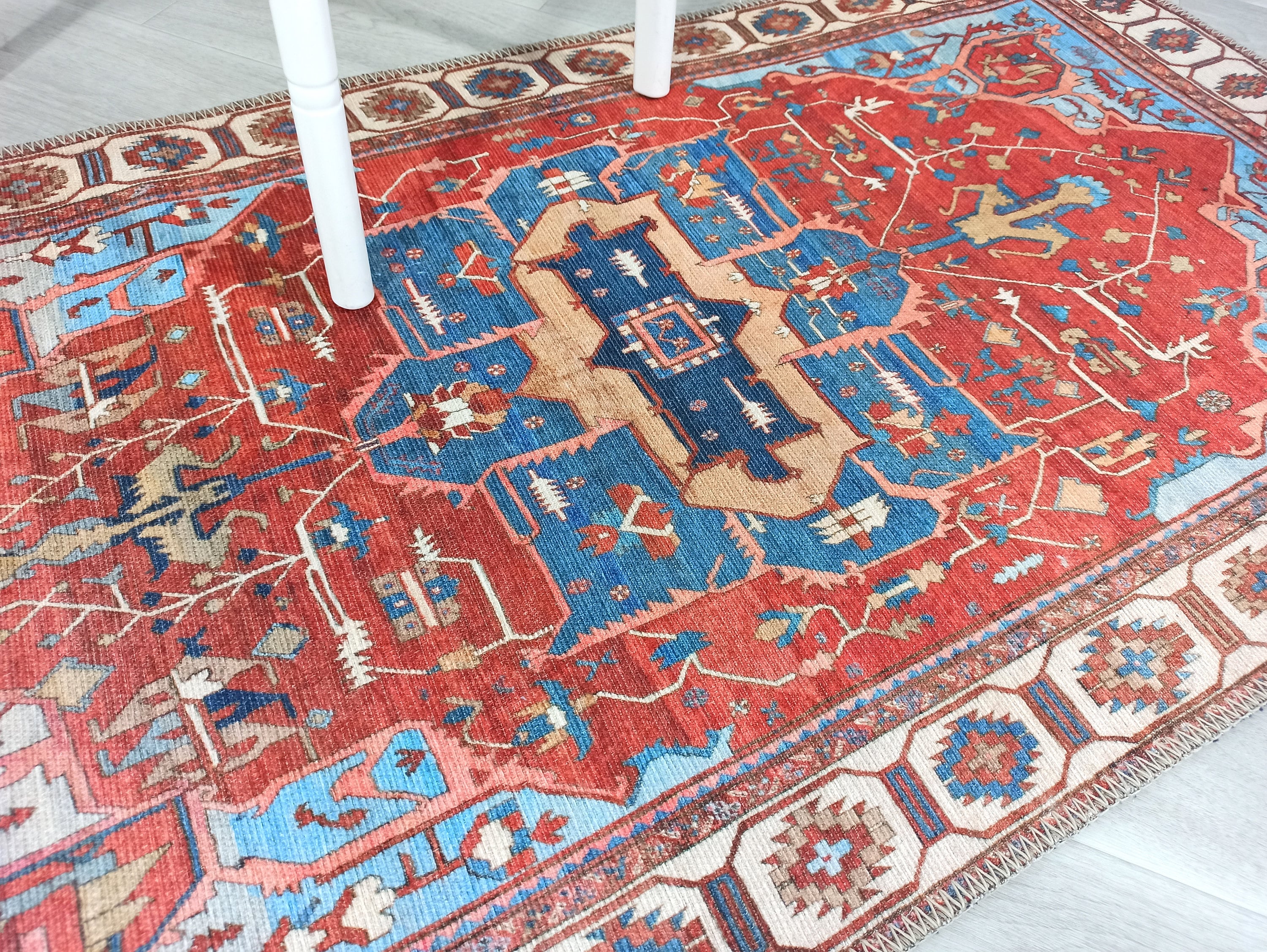 Ari Rug Antique Oriental Turkish Red & Blue Rug-Rugs-Fame Rugs-2'x3' ft 60x90 cm-fame