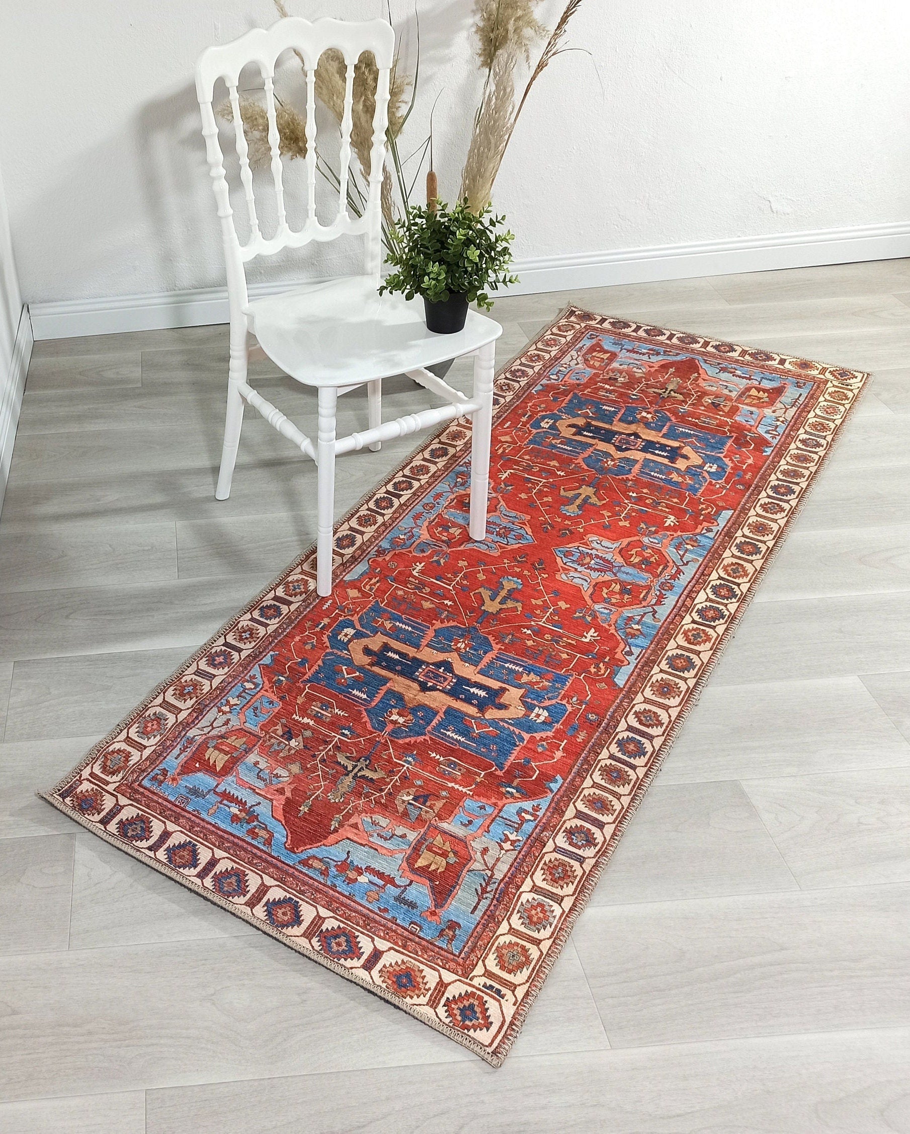 Ari Rug Antique Oriental Turkish Red & Blue Rug-Rugs-Fame Rugs-2'x3' ft 60x90 cm-fame