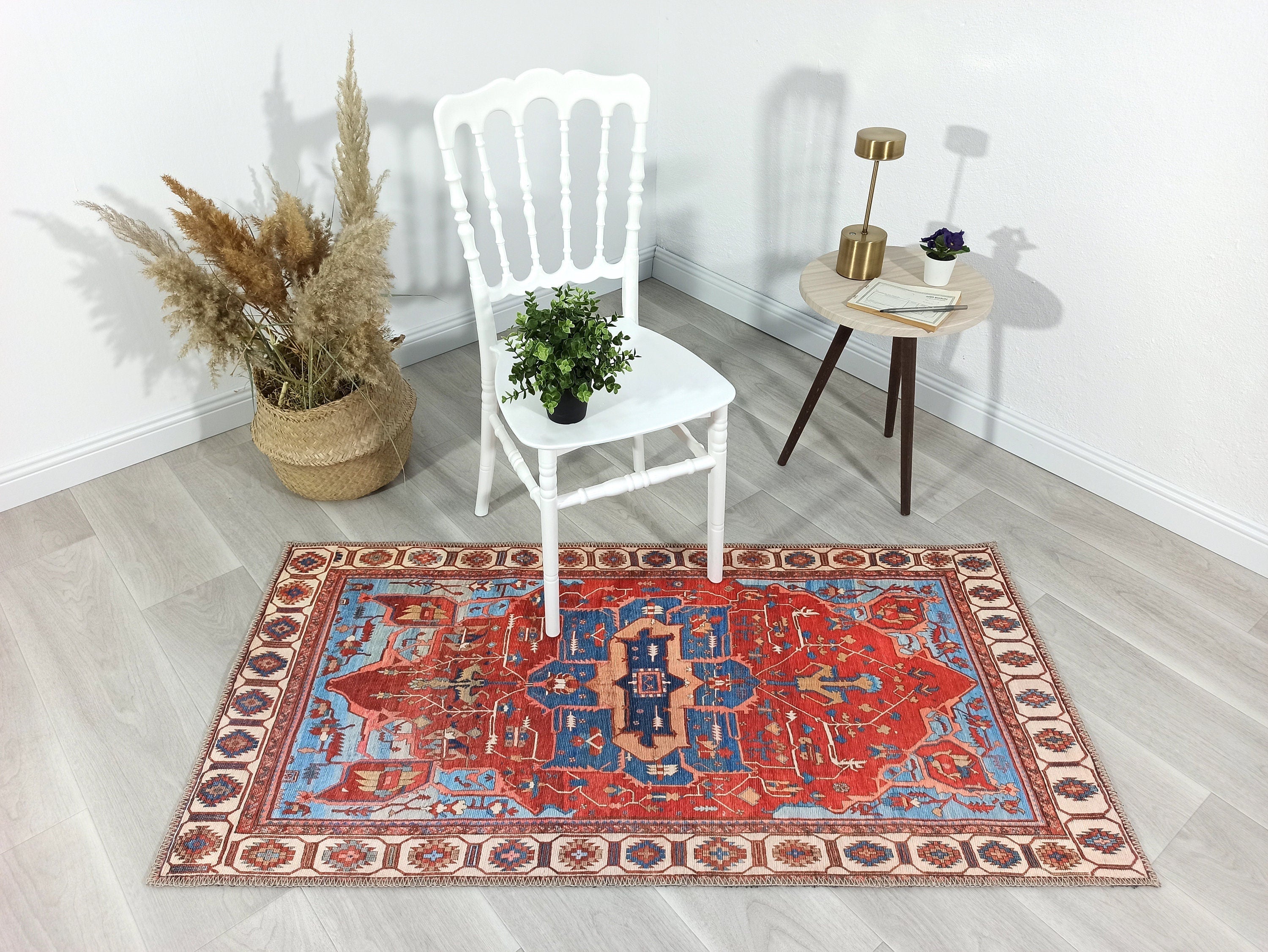 Ari Rug Antique Oriental Turkish Red & Blue Rug-Rugs-Fame Rugs-2'x3' ft 60x90 cm-fame