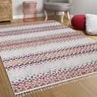 Ariana Neutral White Flatweave Colorful Rug-Fame Rugs-2'x3'ft 60x90cm-fame