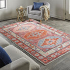 Aura Red Orange Herki Vintage Oushak Rug-famerugs-2&#39;x3&#39; ft 60x90cm-fame