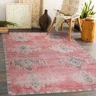 Aurelie Distressed Red Pink Beige Turkish Rug-famerugs-2&#39;x3&#39; ft 60x90cm-fame