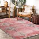 Aurelie Distressed Red Pink Beige Turkish Rug-famerugs-2&#39;x3&#39; ft 60x90cm-fame