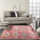 Aurelie Distressed Red Pink Beige Turkish Rug-famerugs-2&#39;x3&#39; ft 60x90cm-fame