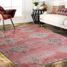 Aurelie Distressed Red Pink Beige Turkish Rug-famerugs-2&#39;x3&#39; ft 60x90cm-fame