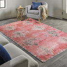 Aurelie Distressed Red Pink Beige Turkish Rug-famerugs-2&#39;x3&#39; ft 60x90cm-fame