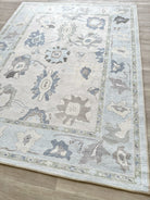 Aveline Faded Cream Blue Floral Oushak Rug-Oushak Rug-famerugs-2'x3' ft 60x90cm-fame