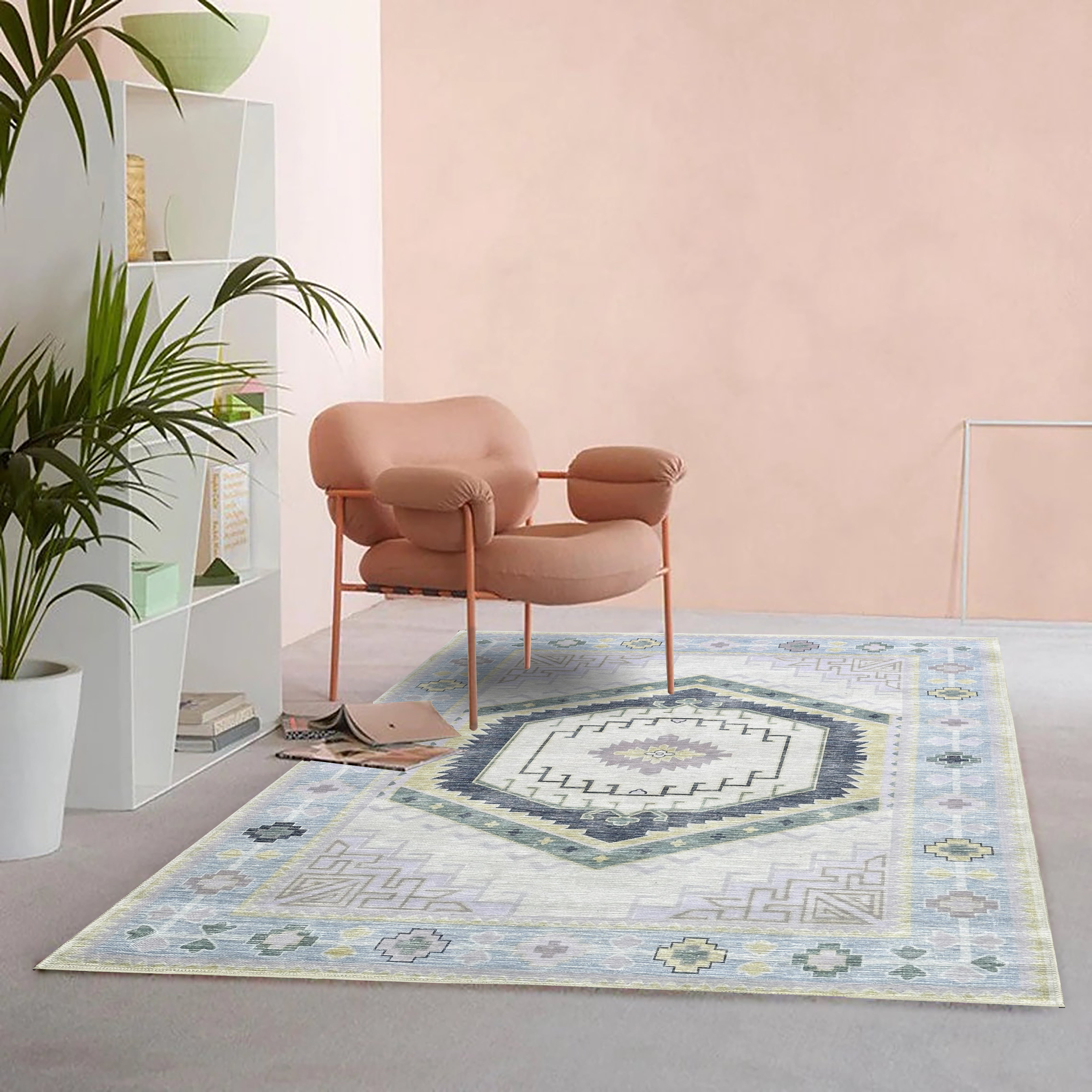 Averill Lavender, Pink & Blue Modern Oushak Rug-Area Rugs-famerugs-2'x3' ft 60x90cm-fame