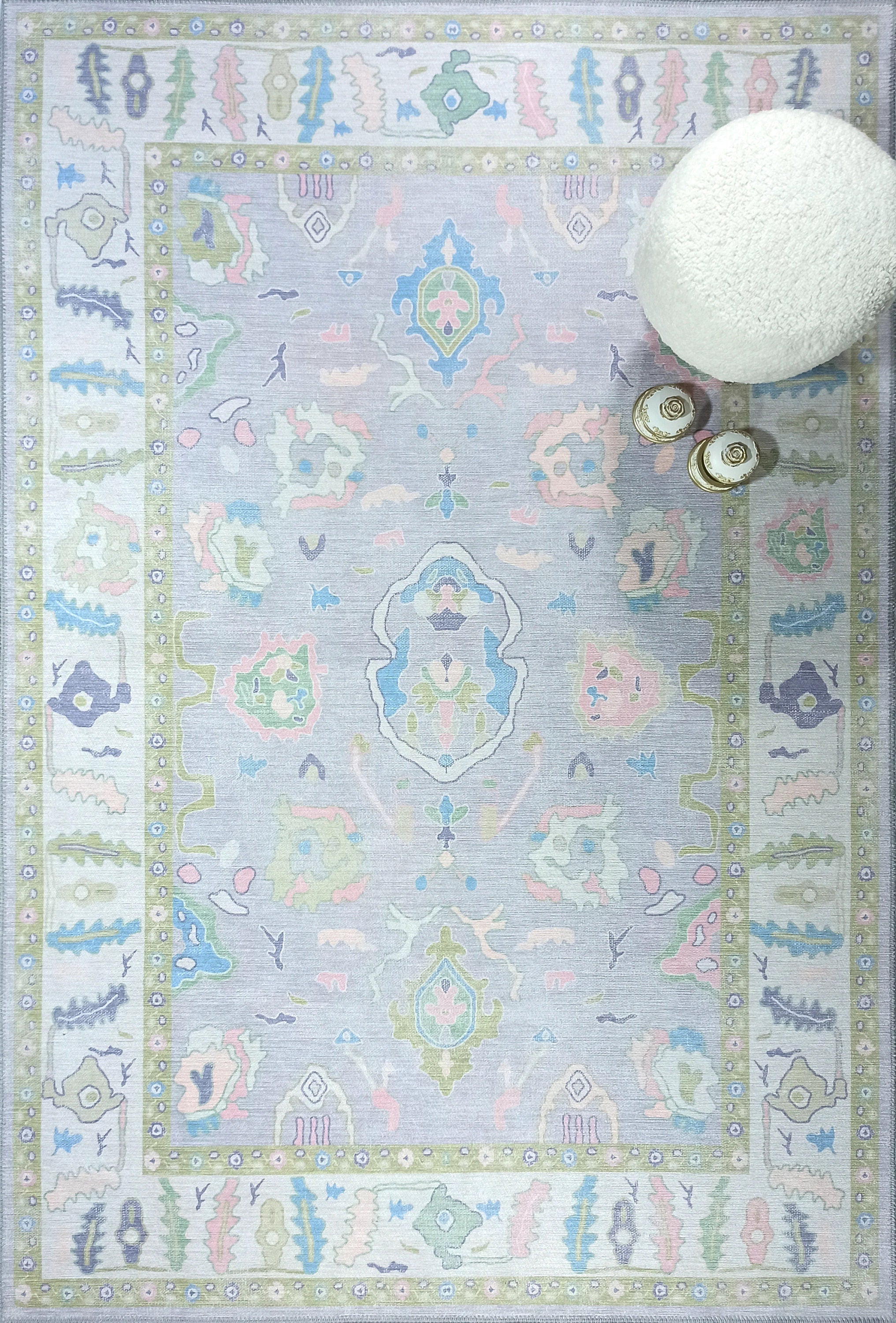 Aviana Pastel Lavender Modern Oushak Rug-famerugs-2&#39;x3&#39; ft 60x90cm-fame