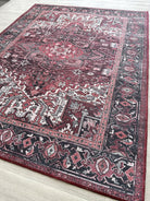 Avla Burgundy Red Floral Heriz Persian Rug-Area Rugs-famerugs-2'x3' ft 60x90 cm-fame