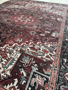 Avla Burgundy Red Floral Heriz Persian Rug-Area Rugs-famerugs-2'x3' ft 60x90 cm-fame