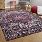 Avla Burgundy Red Floral Heriz Persian Rug-Area Rugs-famerugs-2'x3' ft 60x90 cm-fame