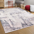 Bayda Turkish Distressed Abstract Gray Ivory Rug-Fame Rugs-2'x3'ft 60x90cm-fame