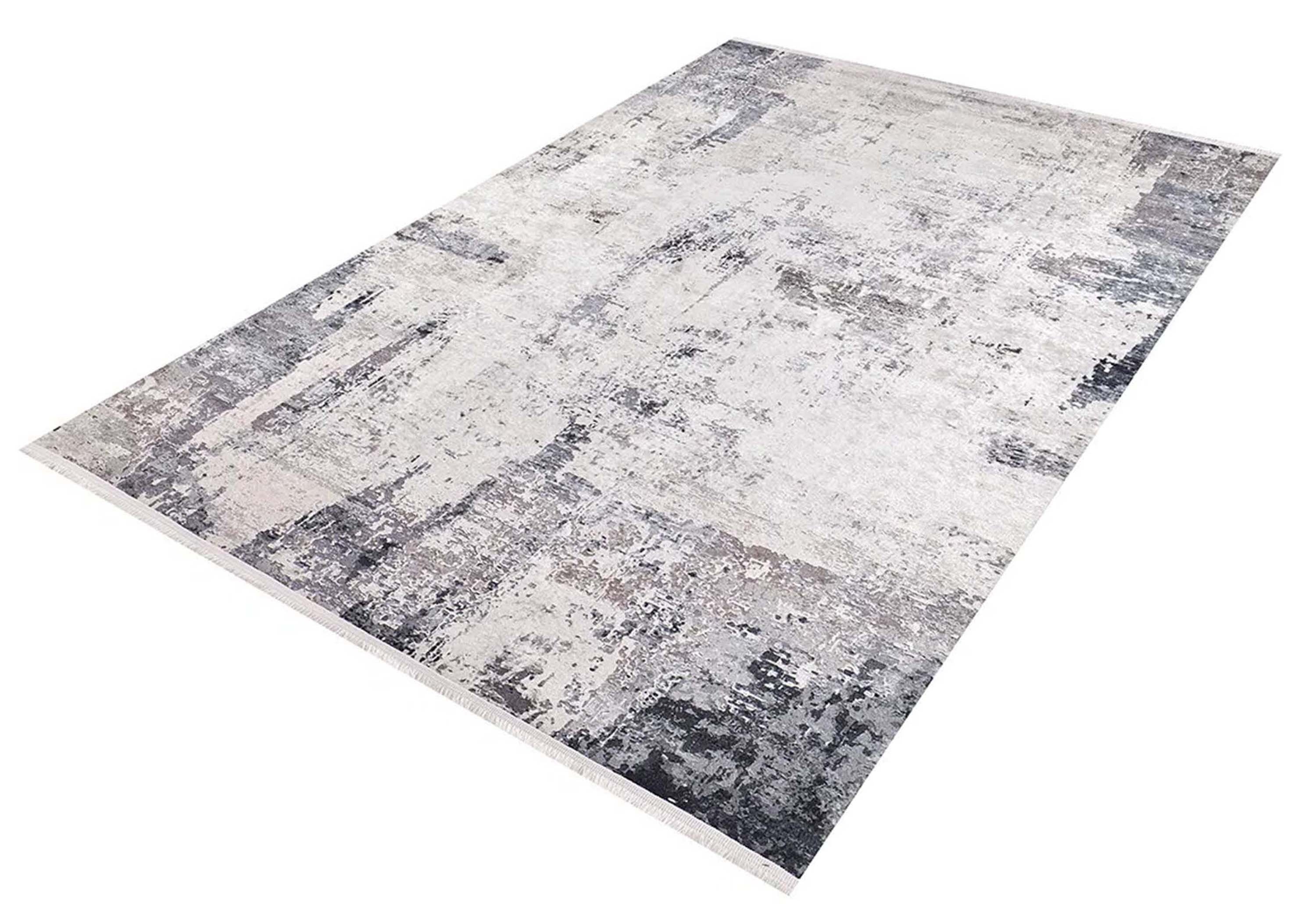 Bayda Turkish Distressed Abstract Gray Ivory Rug-Fame Rugs-2'x3'ft 60x90cm-fame