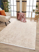 Bella Turkish Muted Tribal Solid Beige Rug-Fame Rugs-2'x3'ft 60x90cm-fame