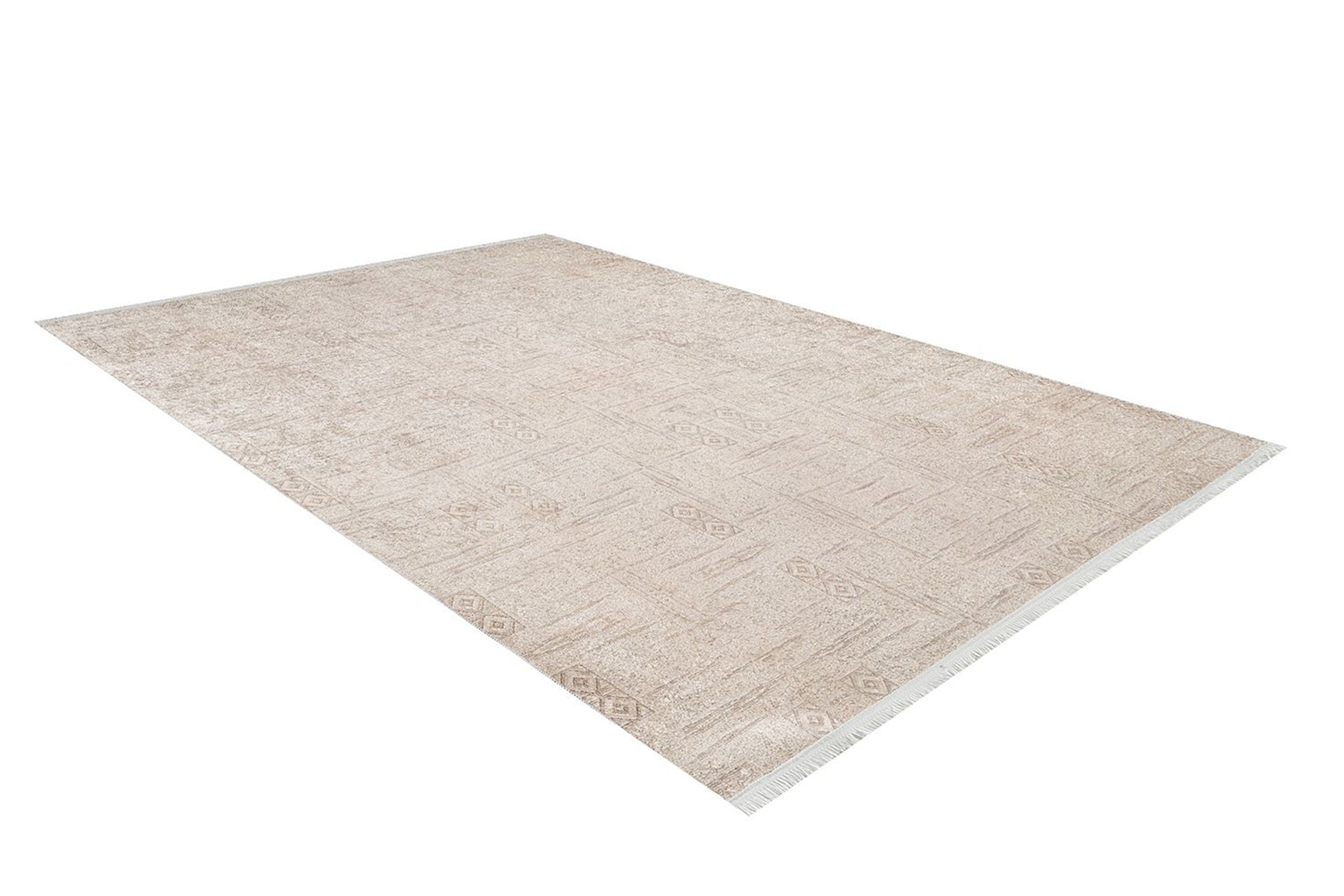 Bella Turkish Muted Tribal Solid Beige Rug-Fame Rugs-2'x3'ft 60x90cm-fame