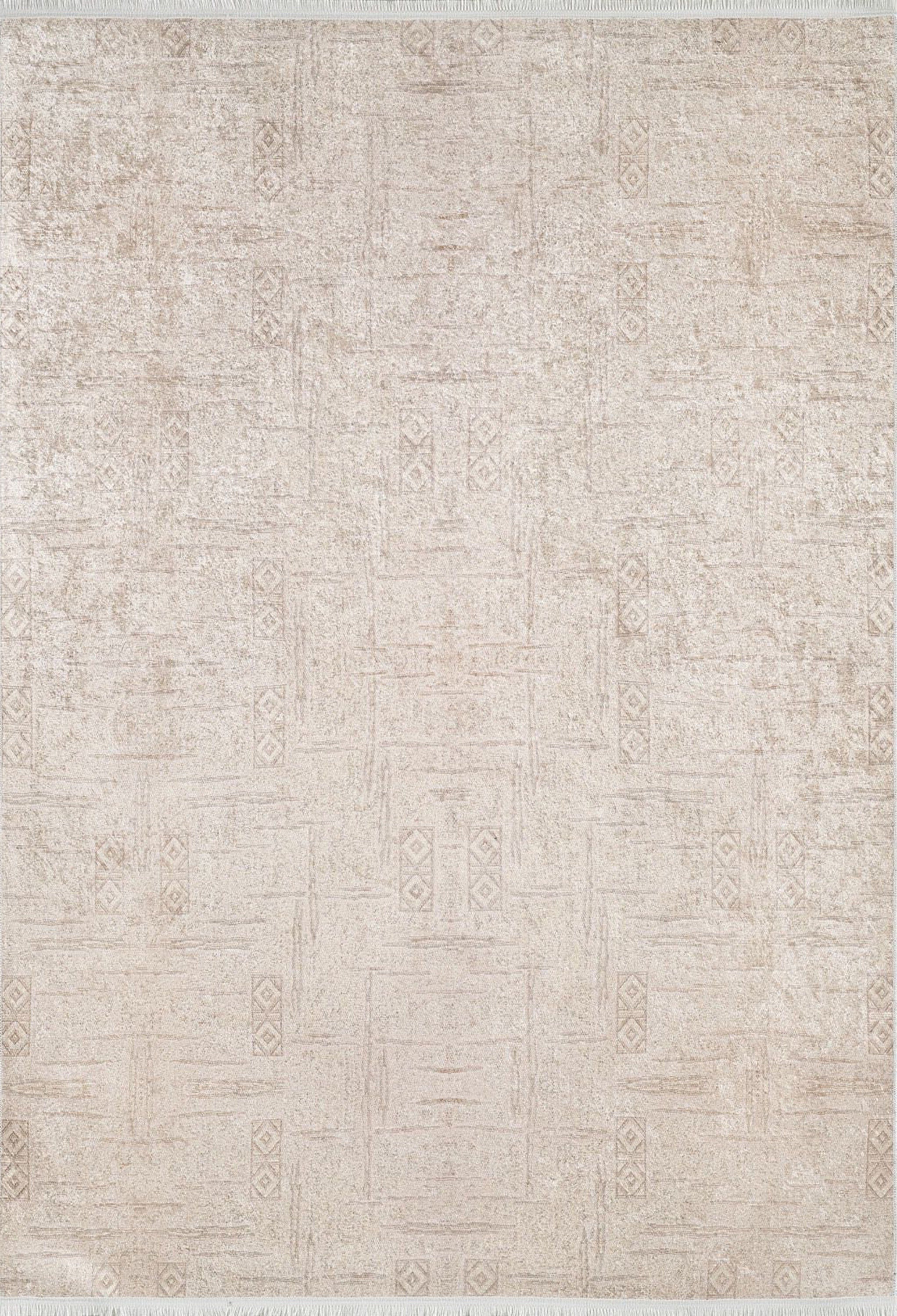 Bella Turkish Muted Tribal Solid Beige Rug-Fame Rugs-2'x3'ft 60x90cm-fame