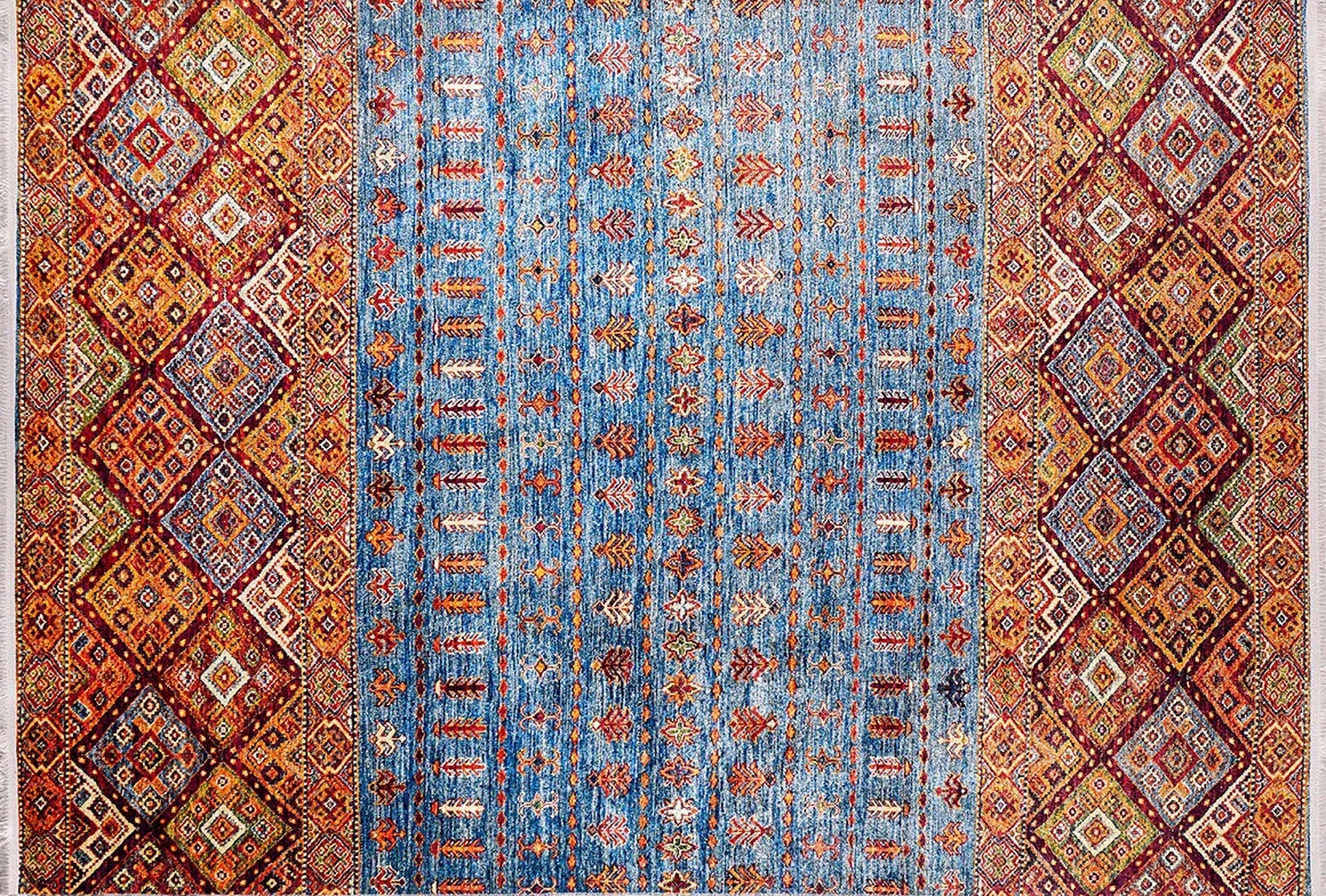 Benya Turkish Kilim Orange Blue Rug-Fame Rugs-2'x3'ft 60x90cm-fame