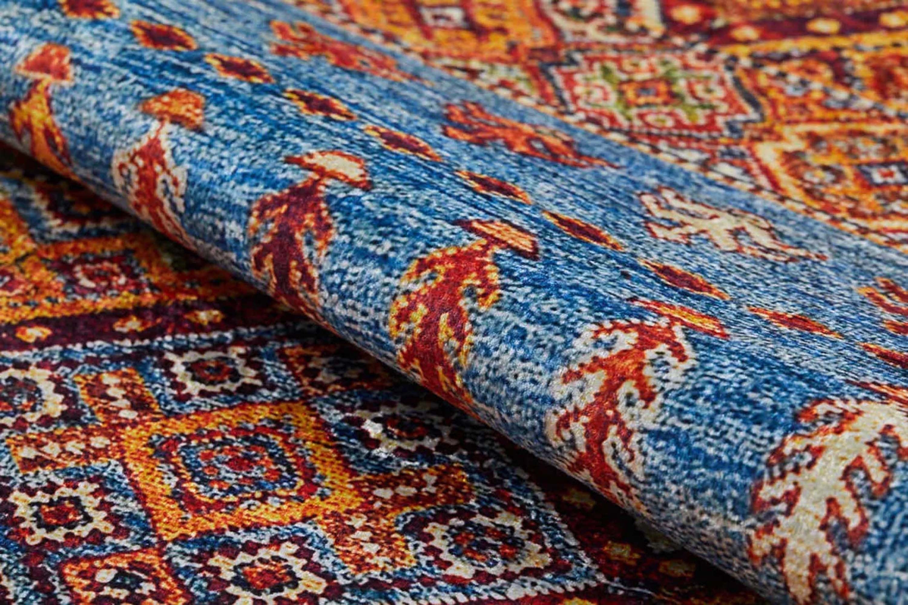 Benya Turkish Kilim Orange Blue Rug-Fame Rugs-2'x3'ft 60x90cm-fame