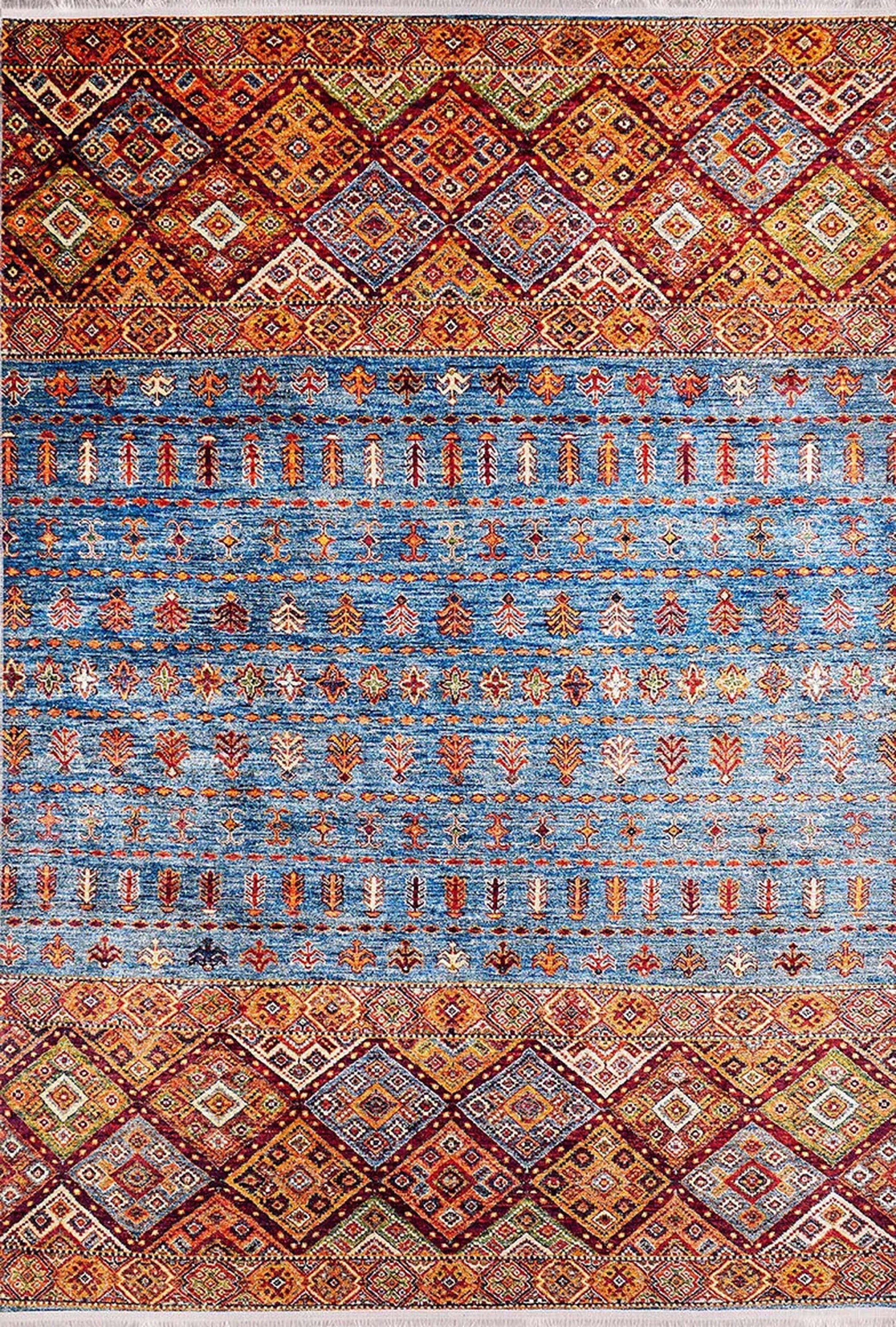 Benya Turkish Kilim Orange Blue Rug-Fame Rugs-2'x3'ft 60x90cm-fame