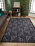 Beypa Pearl Brown Rug Black & White Geometric Area Rugs-Fame Rugs-2'x3'ft 60x90cm-Black-fame