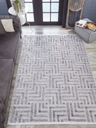 Beypa Pearl Brown Rug Black & White Geometric Area Rugs-Fame Rugs-2'x3'ft 60x90cm-Black-fame