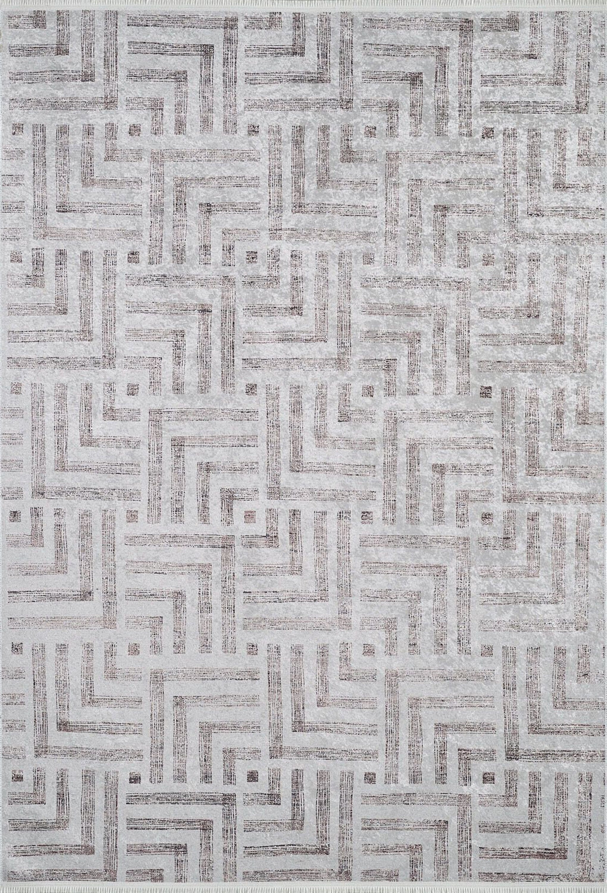 Beypa Pearl Brown Rug Black & White Geometric Area Rugs-Fame Rugs-2'x3'ft 60x90cm-Black-fame