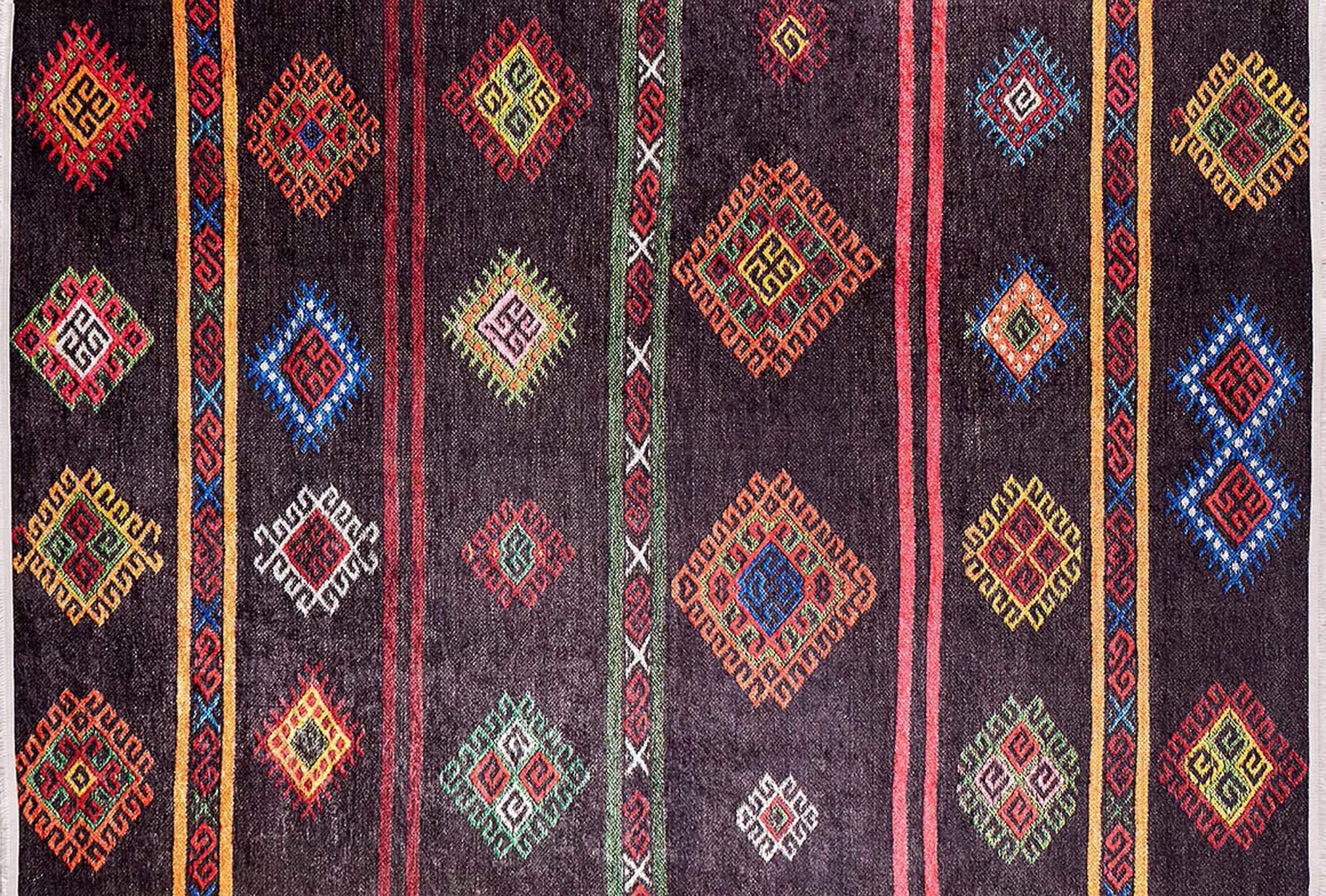 Bouni Dark Brown Turkish Kilim Rug-Fame Rugs-2'x3'ft 60x90cm-fame