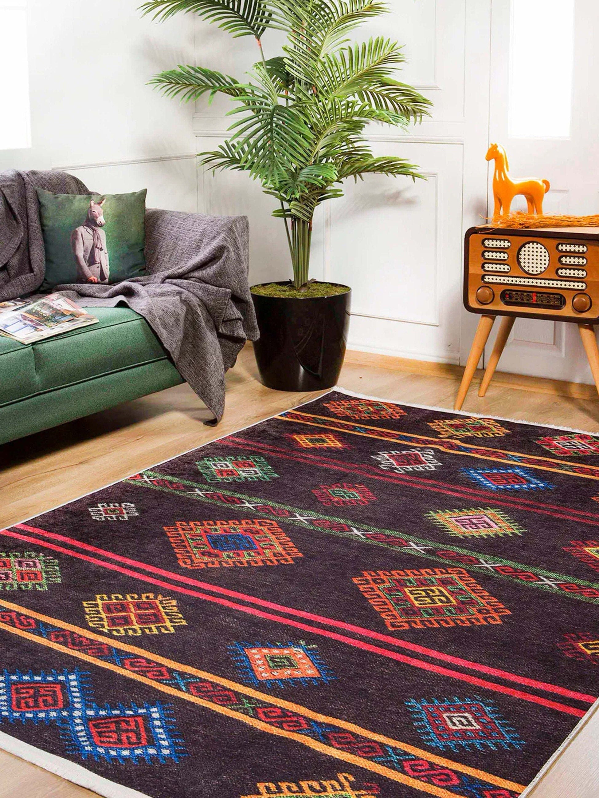 Bouni Dark Brown Turkish Kilim Rug-Fame Rugs-2'x3'ft 60x90cm-fame