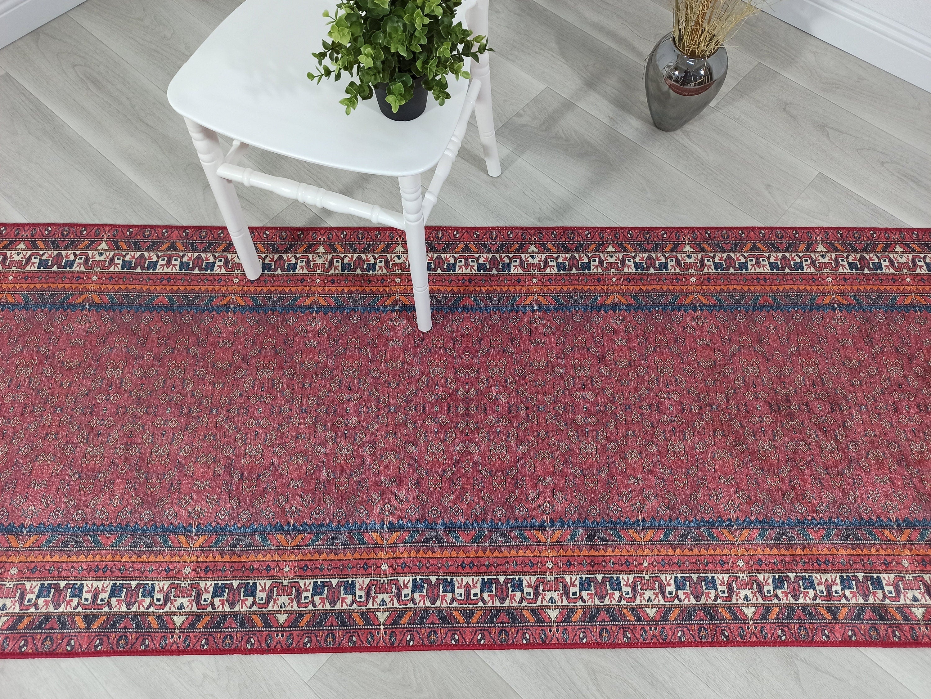 Cheka Turkish Red Beige Runner-Rugs-Fame Rugs-2'x3'ft 60x90cm-fame