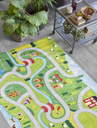 City Map Kids Green Play Rug-Fame Rugs-2'x3'ft 60x90cm-fame