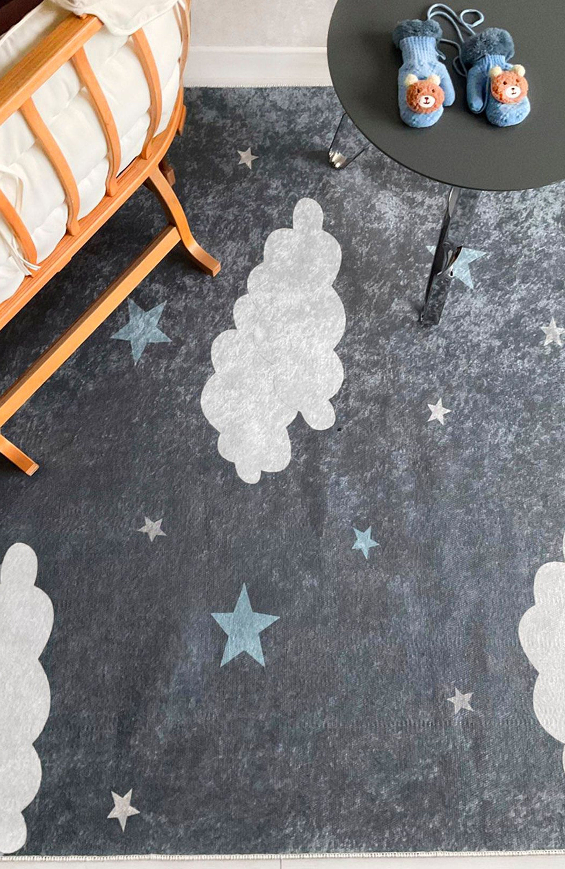 Cloudy Rug Gray Kids Rug-Fame Rugs-2'x3'ft 60x90cm-Gray 1-fame